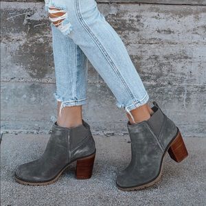 Crevo Grey Suede Leather Ankle Bootie